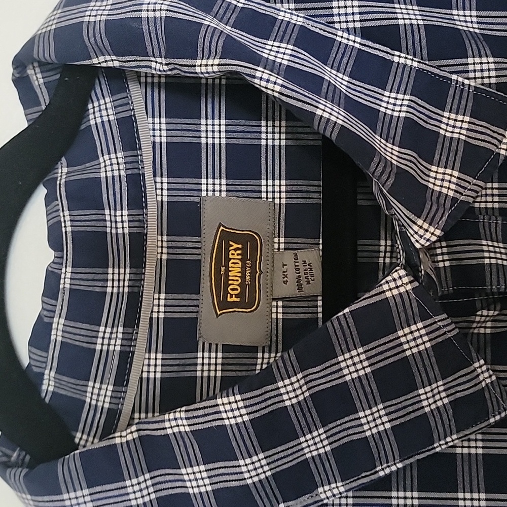 The Foundry Supply Co. Navy Plaid Button Down Shirt,NEW , SIZE 4 XLT - Picture 5 of 5